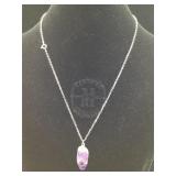 Sterling Necklace with Amethyst.18 in