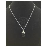 Sterling Necklace with Black Glass. 17 in