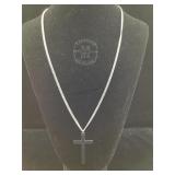 Sterling Cross Necklace. 24 in