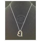 Sterling Silver Heart Necklace with Diamonds - 18
