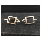Sterling Mexico Onyx Earrings - marked ATI