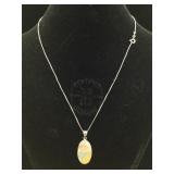 Sterling Silver Necklace with MOP Inlay Pendant -
