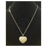 Sterling Vermeil Heart Necklace with Clear Stones