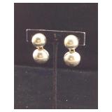 Vintage Sterling Ball Clip On Earrings