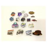Vintage Indy 500 racing pins.