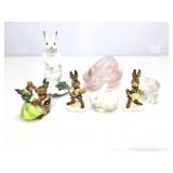 Collection of Rabbit figures and glassware.