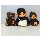 3 vintage plush doll figures.