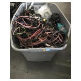 Tub of power cords and more