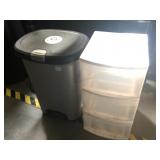 Sterilite plastic cabinet & Hefty can