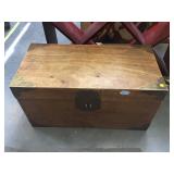 Wood chest with brass accents, approx 31 inches