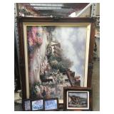 Framed texturized prints, approx 37x47 inches