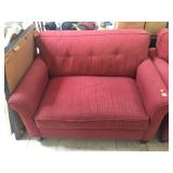 Red armchair, approx 4 ft long