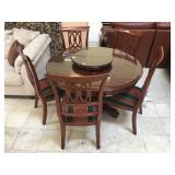 Wood dining table with glass top and 5 chairs,