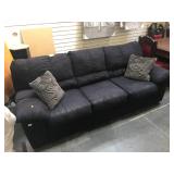 Black couch w/pillows, approx 90 inches long