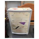 Vintage repainted tall dresser, approx 50 inches