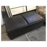 Brown ottoman with storage/trays, approx 46