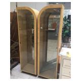 Pair of tower rack displays w/3 glass shelves,