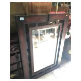 Metal wall hanging mirror, approx 28x40 inches