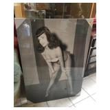 Bettie Page pin-up on canvas, approx 30x42 inches
