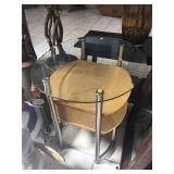 Glass top side table, Approx 28 inches long