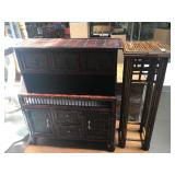 Wicker organizer and plant stand, approx 26x30