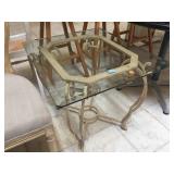 Glass top Side table, approx 28 inches long