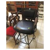 Metal high chair with leather seat