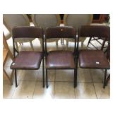 3 metal folding chairs