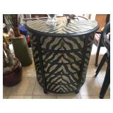 Zebra print hall cabinet, approx 30x16x34 inches