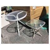 Pr glass top side outdoor tables