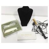 Vintage Sears electric scissors in case, hot comb