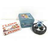 Skylanders items and parker Bros Flinch game.