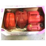 Assorted gas cans