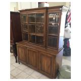 Solid Wood china hutch w/shelves, approx 5 ft long