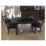 Wood dining table with 2 chairs, approx 56 inches