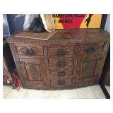 Solid Wood hand carved buffet with metal