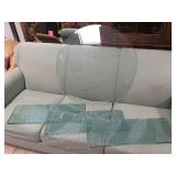 Round glass piece and shelves, approx 36 inches