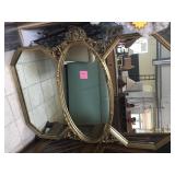 3 panel ornate wall hanging mirror, approx 67