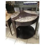 Stone top side table, approx 26 inch diameter