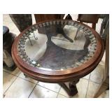 Wood Round coffee table, approx 41x19 inches