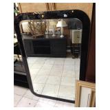 Modern black glass border wall mirror - approx. 4