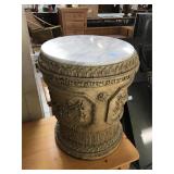 Marble top side table, approx 16x19