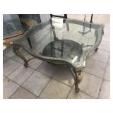Glass top coffee table, approx 42x42 inches