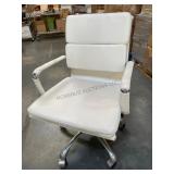 White chair chrome rolling AS IS 24 x26x37"