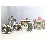 Assorted porcelain village buildings.