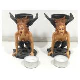 Pair of gothic candle holders.