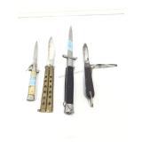 Folding and switchblade knives. As found. See