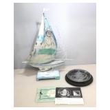 Home decor Boat and Morgantown crystal plate.