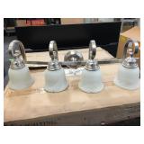 Wall hanging 4-light lamps (one glass shade