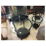 Glass top side tables with coffee table, approx